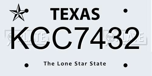 KCC7432 Texas License Plate