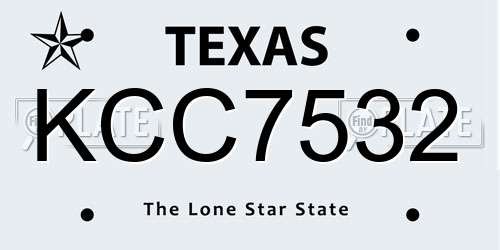 KCC7532 Texas License Plate
