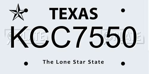KCC7550 Texas License Plate