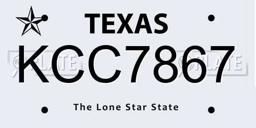 KCC7867 Texas License Plate