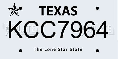 KCC7964 Texas License Plate