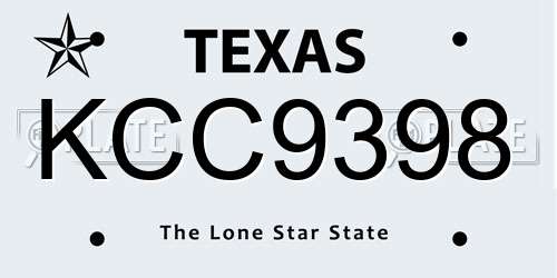 KCC9398 Texas License Plate