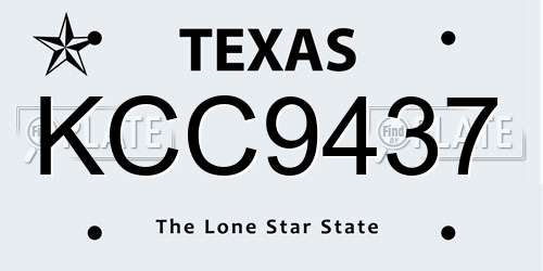 KCC9437 Texas License Plate