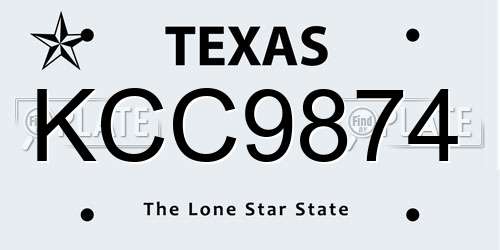 KCC9874 Texas License Plate