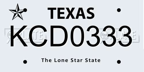 KCD0333 Texas License Plate