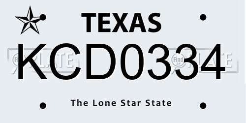 KCD0334 Texas License Plate