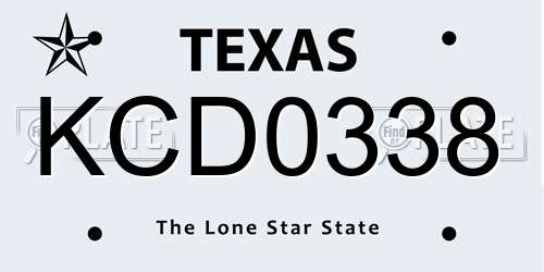 KCD0338 Texas License Plate