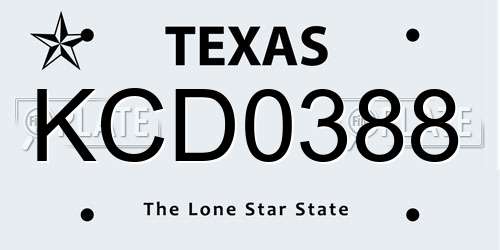 KCD0388 Texas License Plate