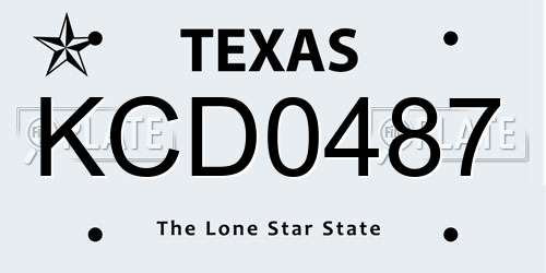 KCD0487 Texas License Plate