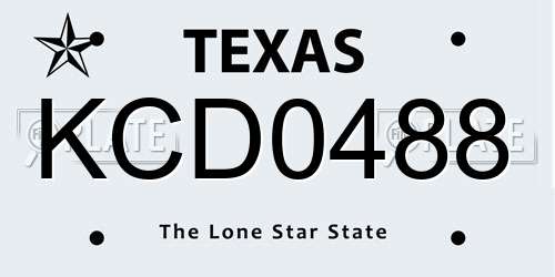 KCD0488 Texas License Plate