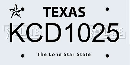 KCD1025 Texas License Plate