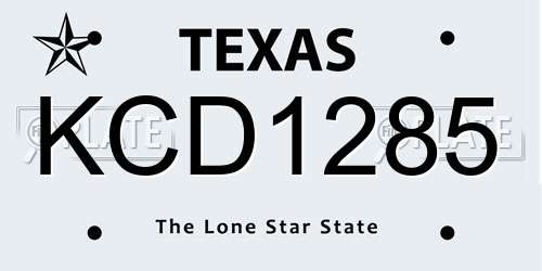 KCD1285 Texas License Plate