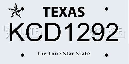 KCD1292 Texas License Plate