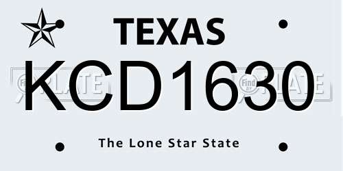 KCD1630 Texas License Plate