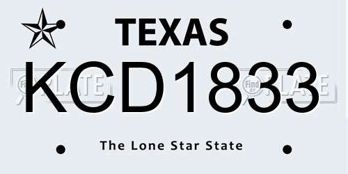 KCD1833 Texas License Plate