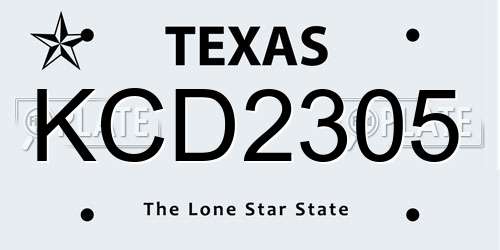 KCD2305 Texas License Plate
