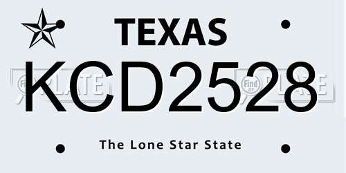 KCD2528 Texas License Plate