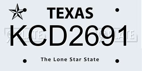 KCD2691 Texas License Plate