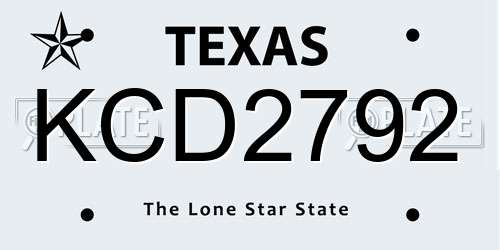 KCD2792 Texas License Plate