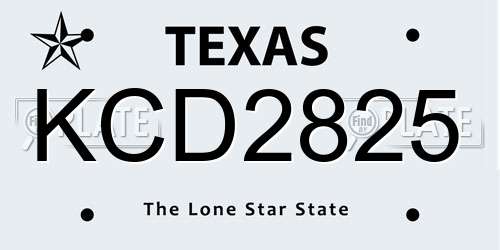 KCD2825 Texas License Plate