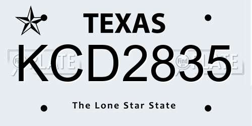 KCD2835 Texas License Plate