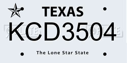 KCD3504 Texas License Plate