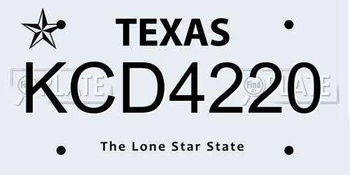 KCD4220 Texas License Plate