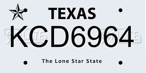KCD6964 Texas License Plate