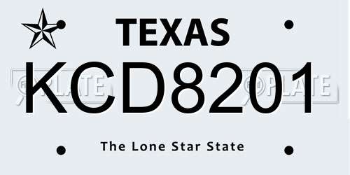 KCD8201 Texas License Plate