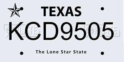 KCD9505 Texas License Plate