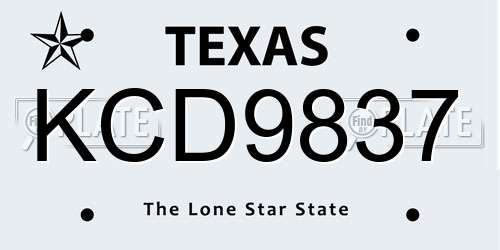 KCD9837 Texas License Plate