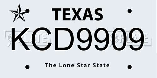 KCD9909 Texas License Plate