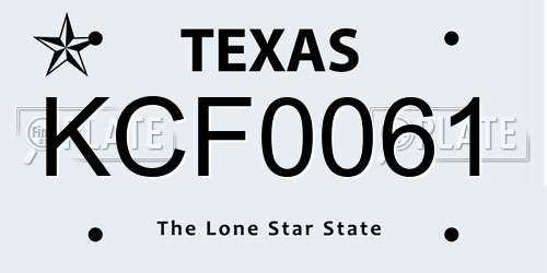 KCF0061 Texas License Plate