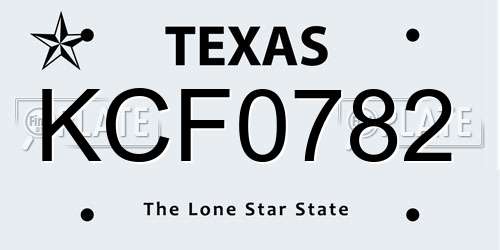 KCF0782 Texas License Plate