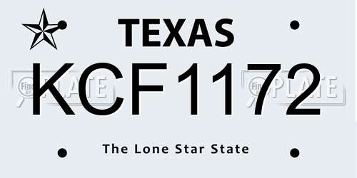 KCF1172 Texas License Plate