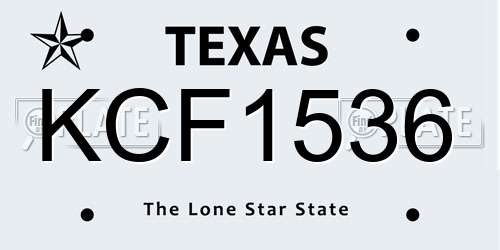 KCF1536 Texas License Plate