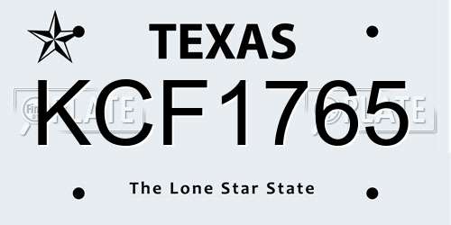 KCF1765 Texas License Plate
