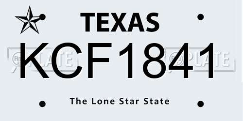 KCF1841 Texas License Plate
