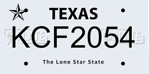 KCF2054 Texas License Plate