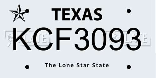 KCF3093 Texas License Plate
