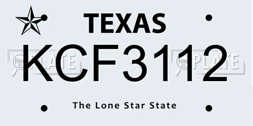 KCF3112 Texas License Plate
