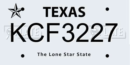 KCF3227 Texas License Plate