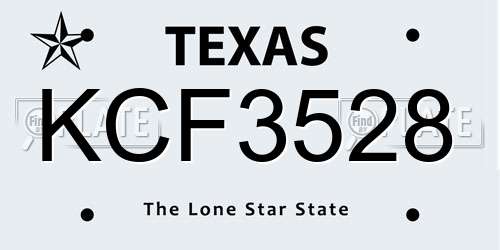 KCF3528 Texas License Plate