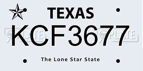 KCF3677 Texas License Plate