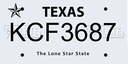 KCF3687 Texas License Plate