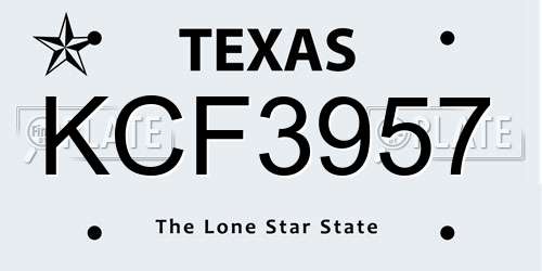 KCF3957 Texas License Plate
