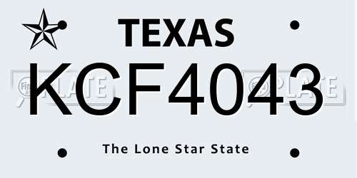 KCF4043 Texas License Plate