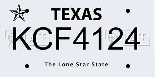 KCF4124 Texas License Plate