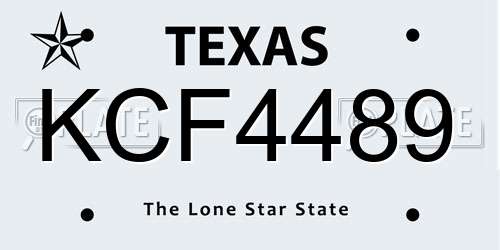 KCF4489 Texas License Plate