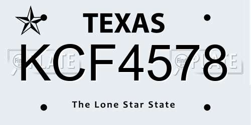 KCF4578 Texas License Plate